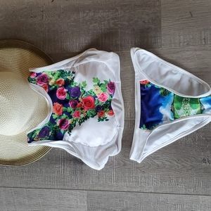 NWOT Ali Express print mesh pearl tank two piece. Size Medium